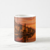 Gouden zonsondergang boven het kustdorp koffiemok (Center)