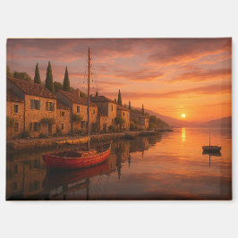 Gouden zonsondergang boven het kustdorp magneet