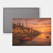 Gouden zonsondergang boven het kustdorp magneet (Voorkant / Achterkant)