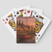 Gouden zonsondergang boven het kustdorp pokerkaarten (Achterkant)