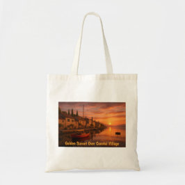 Gouden zonsondergang boven het kustdorp tote bag