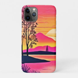 Gouden zonsondergang boven Pink Lake Art Case-Mate iPhone Case