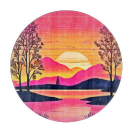 Gouden zonsondergang boven Pink Lake Art Snijplank