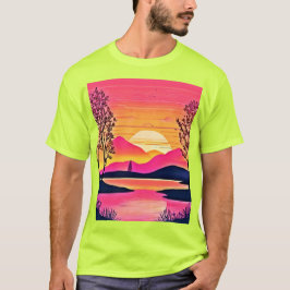 Gouden zonsondergang boven Pink Lake Art T-shirt