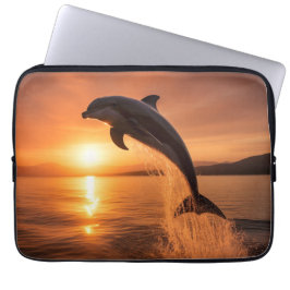 Gouden Zonsondergang Dolfijn Laptop Sleeve
