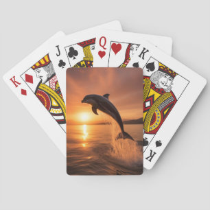 Gouden Zonsondergang Dolfijn Pokerkaarten