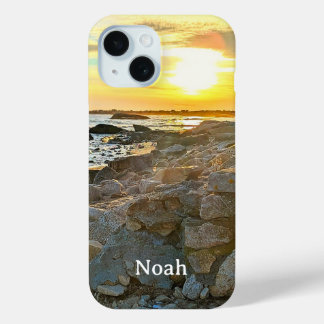 Gouden Zonsondergang Foto en Oceaan tijdens Scheme iPhone 15 Case