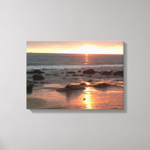 Gouden zonsondergang fotografie, Corona del Mar, C Canvas Afdruk