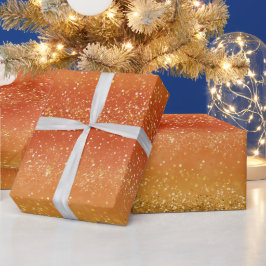 Gouden Zonsondergang Gemengd Oranje Glitter Patroo Cadeaupapier