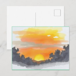 Gouden Zonsondergang Horizon Schitterende Ansichtk Briefkaart
