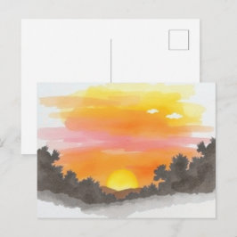 Gouden Zonsondergang Horizon Schitterende Ansichtk Briefkaart