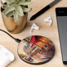 Gouden zonsondergang licht op een regenachtig stad