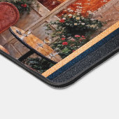 Gouden zonsondergang licht op een regenachtig stad bureaumat (Hoek)