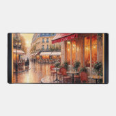 Gouden zonsondergang licht op een regenachtig stad bureaumat (Voorkant)