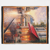 Gouden zonsondergang licht op een regenachtig stad fleece deken (Voorkant (Horizontaal))