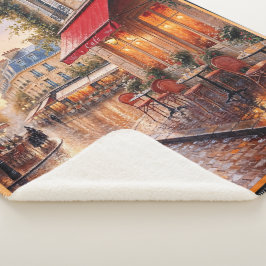 Gouden zonsondergang licht op een regenachtig stad sherpa deken