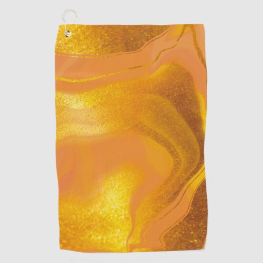 Gouden Zonsondergang Marmer Golfhanddoek (Voorkant)
