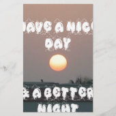 Gouden zonsondergang met leuke dag/nacht wensen (Voorkant)