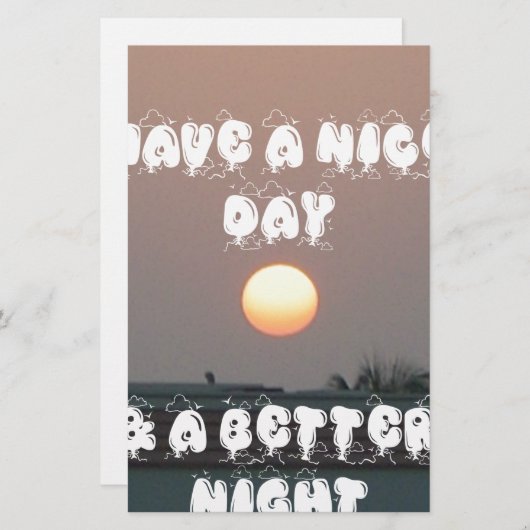 Gouden zonsondergang met leuke dag/nacht wensen (Voorkant / Achterkant)