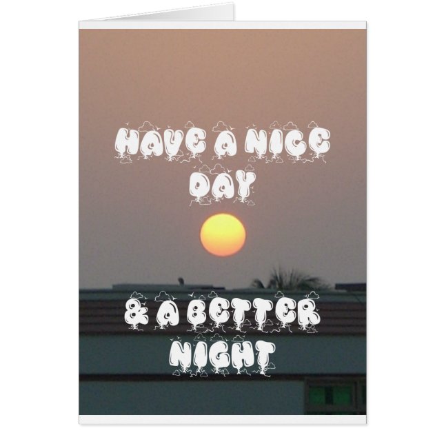 Gouden zonsondergang met leuke dag/nacht wensen (Voorkant)