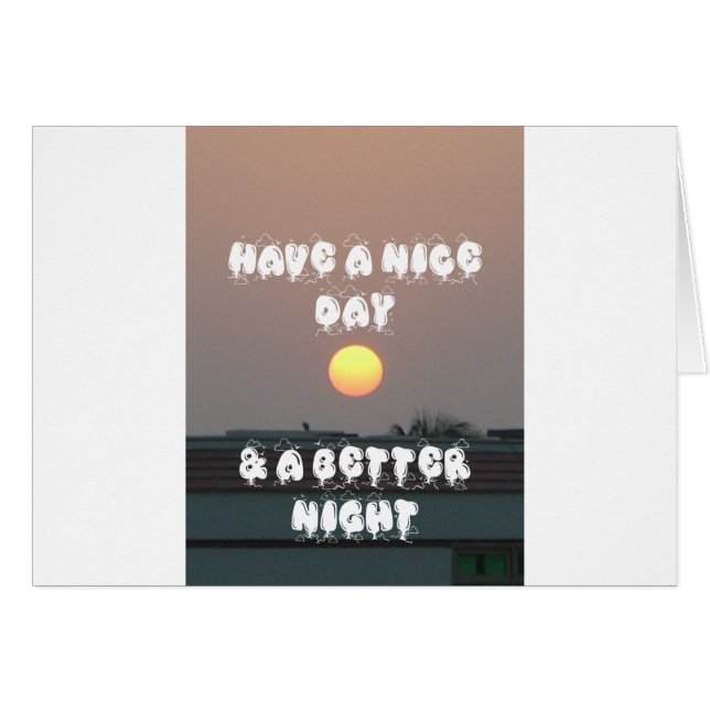 Gouden zonsondergang met leuke dag/nacht wensen (Voorkant Horizontaal)