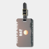 Gouden zonsondergang met leuke dag/nacht wensen bagagelabel (Voorkant verticaal)