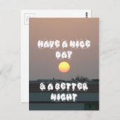 Gouden zonsondergang met leuke dag/nacht wensen briefkaart (Voorkant / Achterkant)