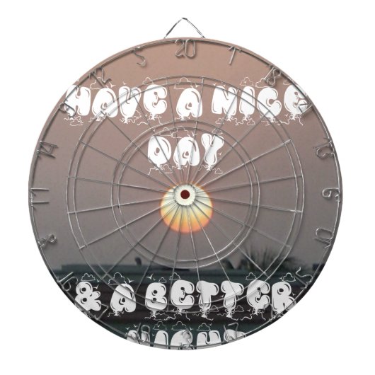 Gouden zonsondergang met leuke dag/nacht wensen dartbord (Voorkant)