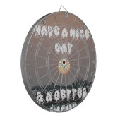 Gouden zonsondergang met leuke dag/nacht wensen dartbord (Voorkant Links)