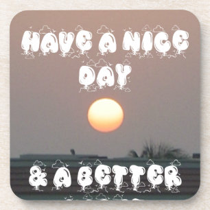 Gouden zonsondergang met leuke dag/nacht wensen drankjes onderzetter