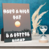 Gouden zonsondergang met leuke dag/nacht wensen fotoplaat (Zijkant)