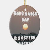 Gouden zonsondergang met leuke dag/nacht wensen keramisch ornament (Rechts)
