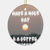 Gouden zonsondergang met leuke dag/nacht wensen keramisch ornament (Links)