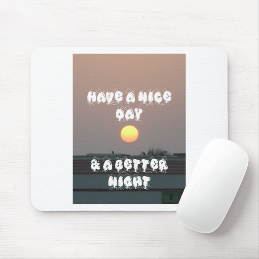 Gouden zonsondergang met leuke dag/nacht wensen muismat (Met muis)