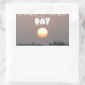 Gouden zonsondergang met leuke dag/nacht wensen rechthoekige sticker (Tas)