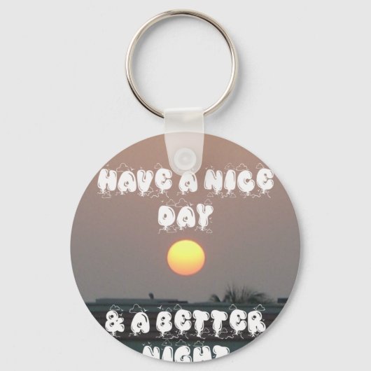 Gouden zonsondergang met leuke dag/nacht wensen sleutelhanger (Voorkant)