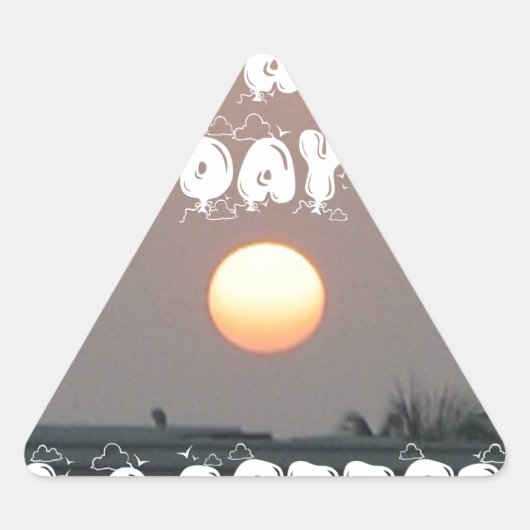 Gouden zonsondergang met leuke dag/nacht wensen sticker (Voorkant)