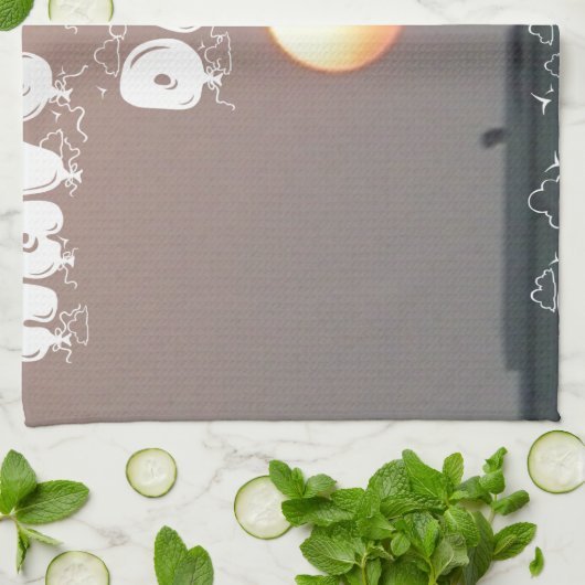 Gouden zonsondergang met leuke dag/nacht wensen theedoek (Gevouwen)