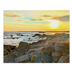 Gouden Zonsondergang Oceaan Foto Natuurfotografie Perfect Poster