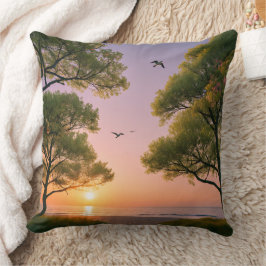 Gouden Zonsondergang Oceaan Strand Landschap met B Kussen