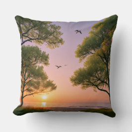 Gouden Zonsondergang Oceaan Strand Landschap met B Kussen