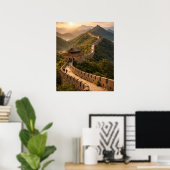 Gouden Zonsondergang op de Grote Muur Poster (Thuiskantoor)