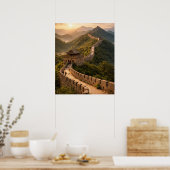 Gouden Zonsondergang op de Grote Muur Poster (Keuken)