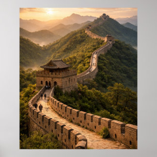 Gouden Zonsondergang op de Grote Muur Poster