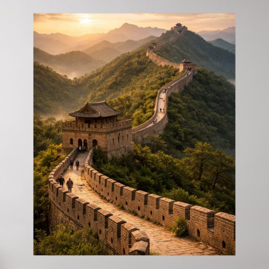 Gouden Zonsondergang op de Grote Muur Poster (Voorkant)