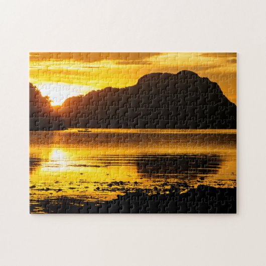 Gouden zonsondergang over de baai legpuzzel (Horizontaal)