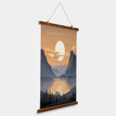 Gouden zonsondergang over majestueuze berglandscha hangend wandkleed (Gebogen)