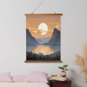 Gouden zonsondergang over majestueuze berglandscha hangend wandkleed (Slaapkamer)