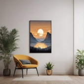 Gouden zonsondergang over majestueuze berglandscha perfect poster