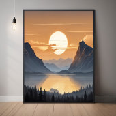 Gouden zonsondergang over majestueuze berglandscha poster